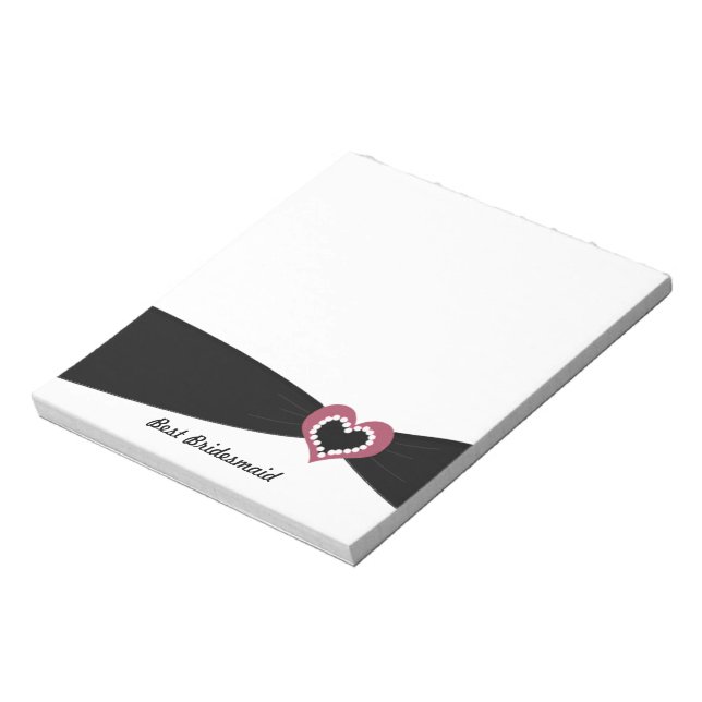 Bloco De Notas Melhor Bridesmaid da Frisa Negra (Invertido)