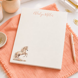 Bloco De Notas Menina Cavalo Rosa Personalizado Caprichoso