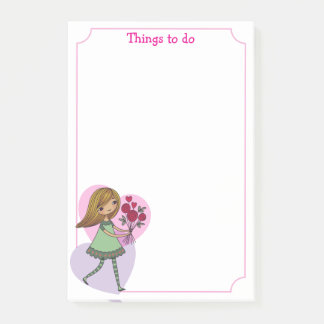 Bloco De Notas Menina Com Flores
