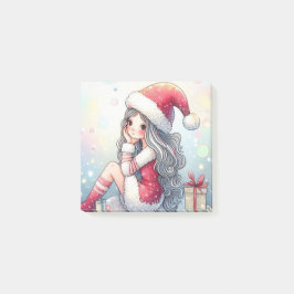 Bloco De Notas Menina de Natal fofa em nota adesiva