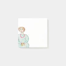 Menina do Diário com notas de post-it vermelhas da