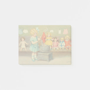 Bloco De Notas Menina do vintage que joga com bonecas