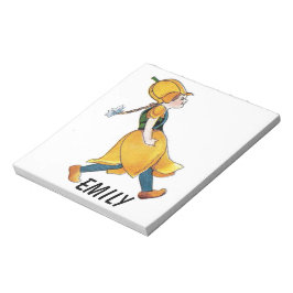 Bloco De Notas Menina Flor De Corte Amarelo Menina Floral Engraça