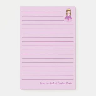 Bloco De Notas Menina Princesa Bonita Personalizada Rosa Linha