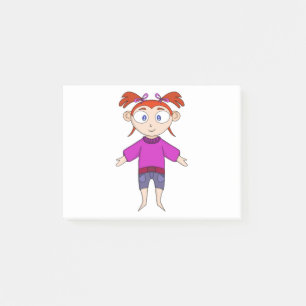 Bloco De Notas Menina Vestindo Roupas Confortáveis e Tranças