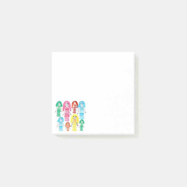 Bloco De Notas Meninas de aquarela fofa arte moderna (Frente)
