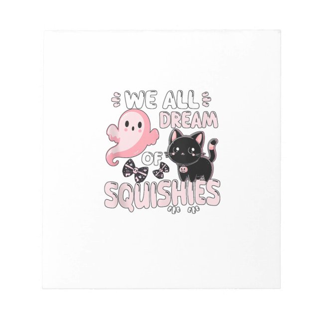 Bloco De Notas Meninas Gato Rosa Halloween Squishy Sonhamos Todos (Frente)