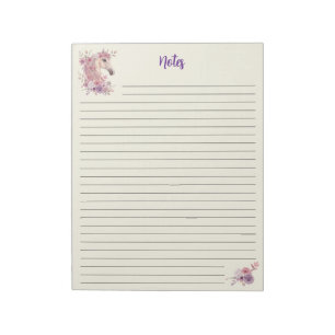 Bloco De Notas Meninas Lindos Cavalos Floral Pastel Cavalo