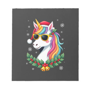 Bloco De Notas Meninas Meninos Unicórnio de Natal Xmas Papai Noel