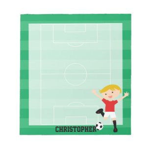 Bloco De Notas Menino customizável 1 do futebol vermelho e branc