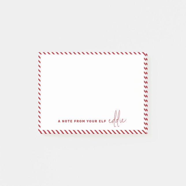Bloco De Notas Mensagem do Elfo de Natal Um Bilhete do seu Elfo (Frente)