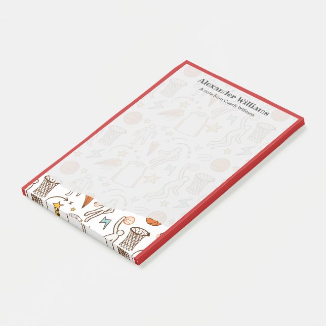 Bloco De Notas Mensagem Personalizada do Treinador de Basquete Jo (Inclinado)