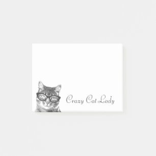 Bloco De Notas Mensagens de Post-it®, senhora de gato louco ga