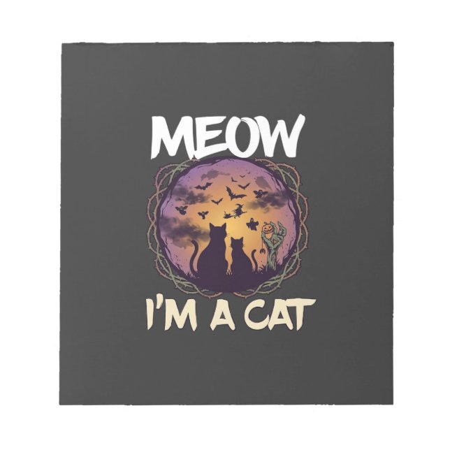 Bloco De Notas Meow Am Cat Halloween Night Witch Pumpkin_1 (Frente)