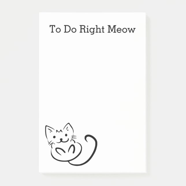 Bloco De Notas MEOW engraçado do DIREITO do gato para fazer a (Frente)