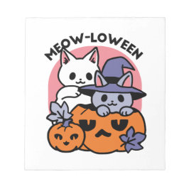 Bloco De Notas Meow-Loween - Design de Gato de Halloween