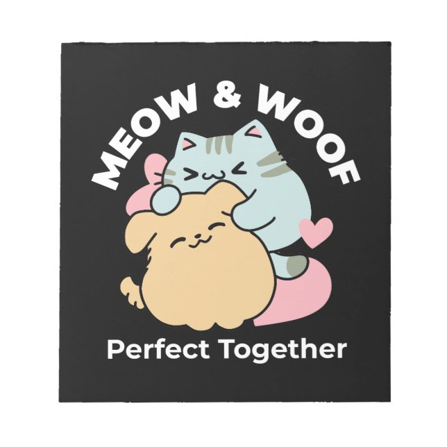 Bloco De Notas Meow & Woof Perfect Toga - Gato e Cachorro Bonitos (Frente)