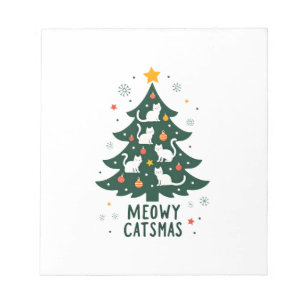 Bloco De Notas Meowy Catmas Gato Árvore de Natal Xmas Papai Noel