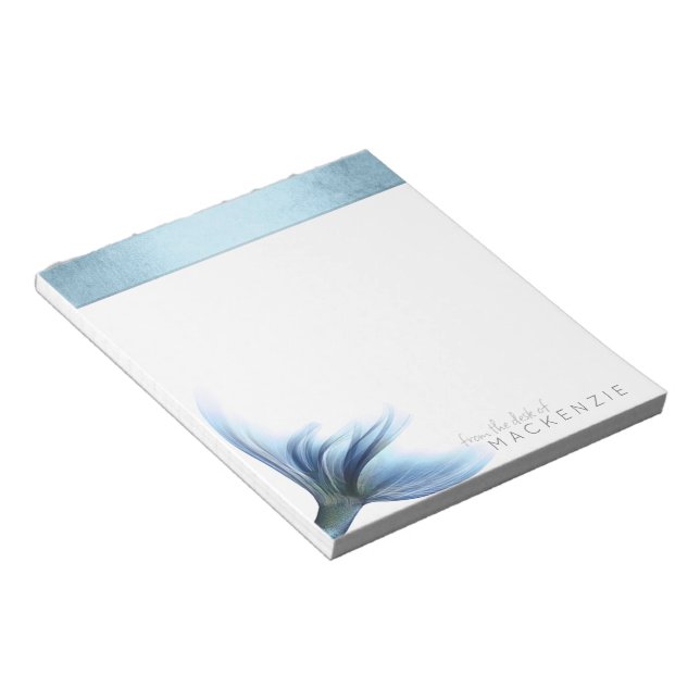 Bloco De Notas Mermaid Glitz Desk | Princesa Blue Tail e Name (Inclinado)
