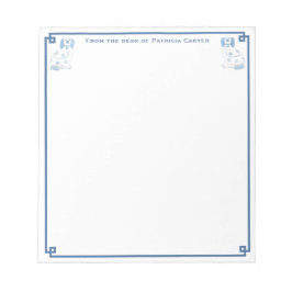Bloco De Notas Mesa De Cães De Potência Azul E Branca Elegante