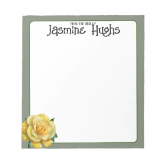 Bloco De Notas Mesa Personalizada do Sage Rosa Amarelo