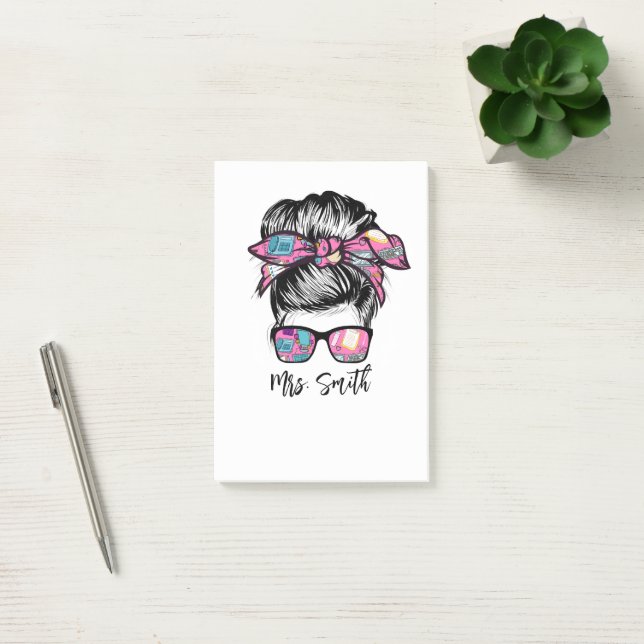 Bloco De Notas Messy Bun Oferece Ideias Para Funcionários Escolar (Escritótio)