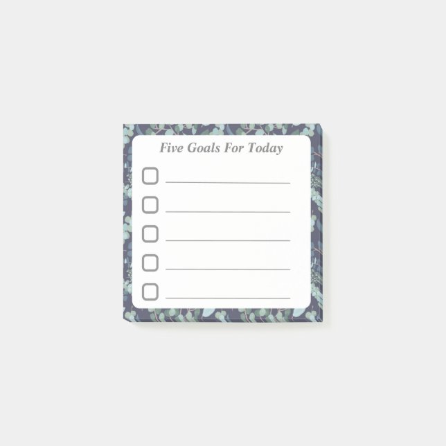 Bloco De Notas Meta Setting Checklist Blue Teal Foliage Sticky (Frente)