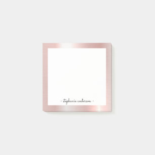 Bloco De Notas Metálico Rosa moderno, com escovas, personalizado