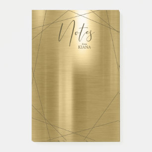 Bloco De Notas Metallic Geométrico Notes Dourada ID648