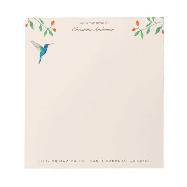 Bloco De Notas Mexican Violetear Hummingbird  (Frente)