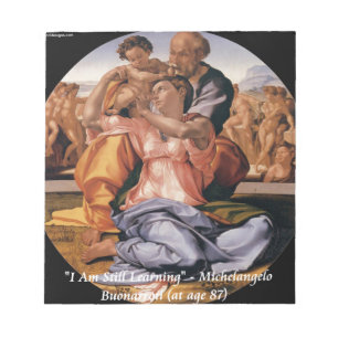 Bloco De Notas Michelangelo Art e famosa citação de "Aprendizado"