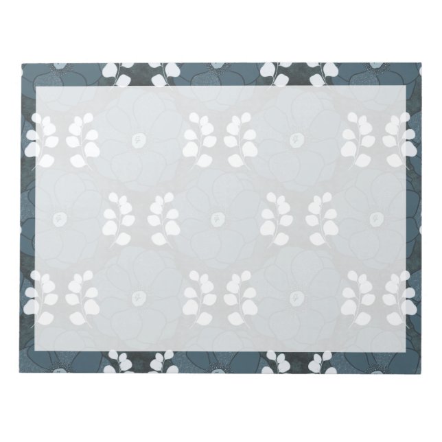 Bloco De Notas Midnight Botanica | Dark Indigo Floral (Frente)