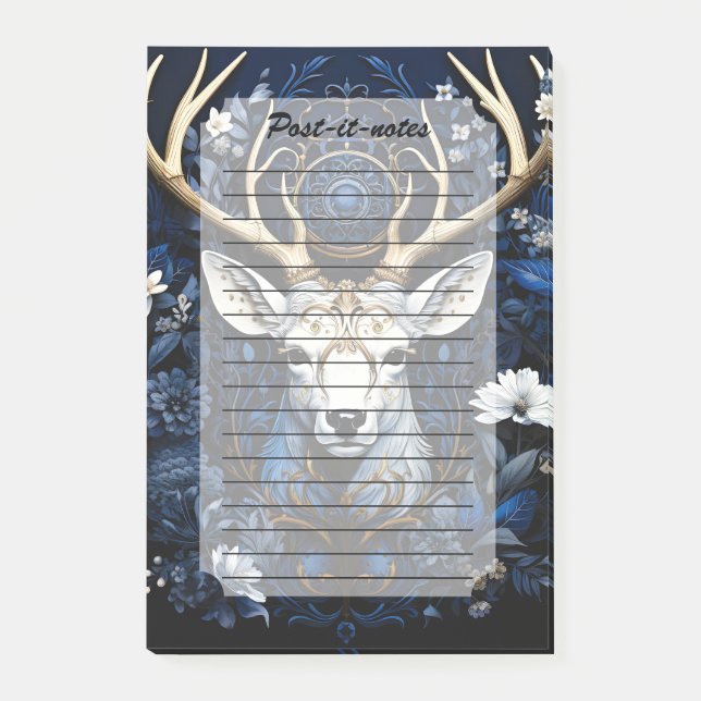 Bloco De Notas Midnight Celestial Floral Gothic Deer  (Frente)