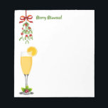 Bloco De Notas Mimosas e Mistletoe Natal<br><div class="desc">Mistletoe amarrado com uma fita vermelha se pendura sobre um vidro mimosa celebra a estação com um favorito de brunch neste bloco de notas. Use durante todo o Natal ou dê um favor em uma festa de Natal ou brunch, ou em uma festa de mimosas e condecoração! Disponível com produtos...</div>