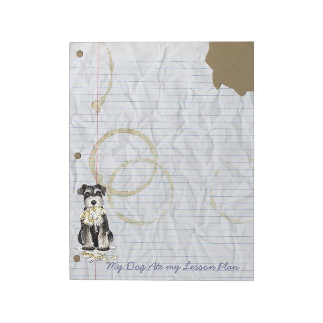 Bloco De Notas Minha Miniatura Schnauzer Comeu Meu Plano De Lição (Invertido)
