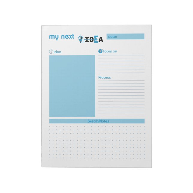 Bloco De Notas Minha próxima ideia azul (Invertido)