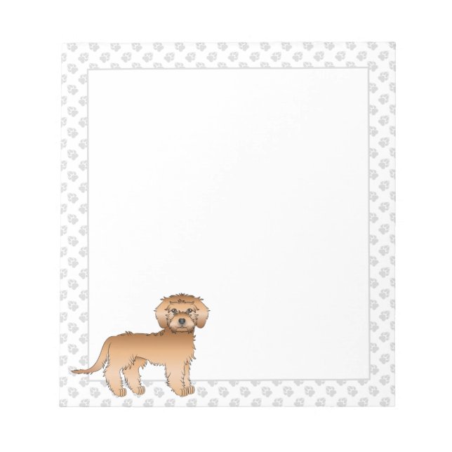 Bloco De Notas Mini Goldendoodle Cartoon de Cachorro Dourado Dour (Frente)