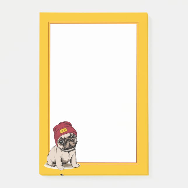 Bloco De Notas Mini Pug do hipster do filhote de cachorro (Frente)