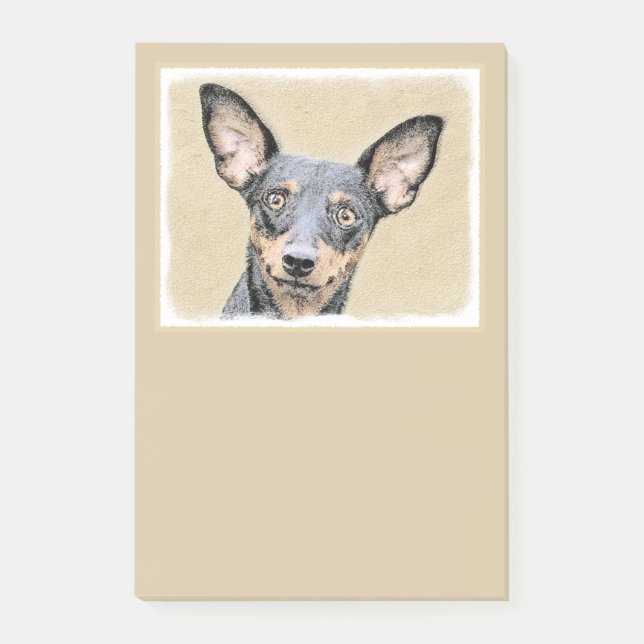 Bloco De Notas Miniatura Pinscher Pintando Bela Arte Original de  (Frente)