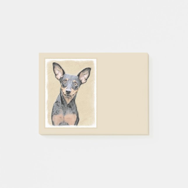 Bloco De Notas Miniatura Pinscher Pintando Bela Arte Original de  (Frente)