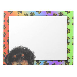 Bloco De Notas Miniatura Poodle - padrão colorido de pata de cão