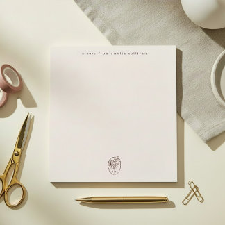 Bloco De Notas Minimal Blush Notepad with Monogram Desk Pad