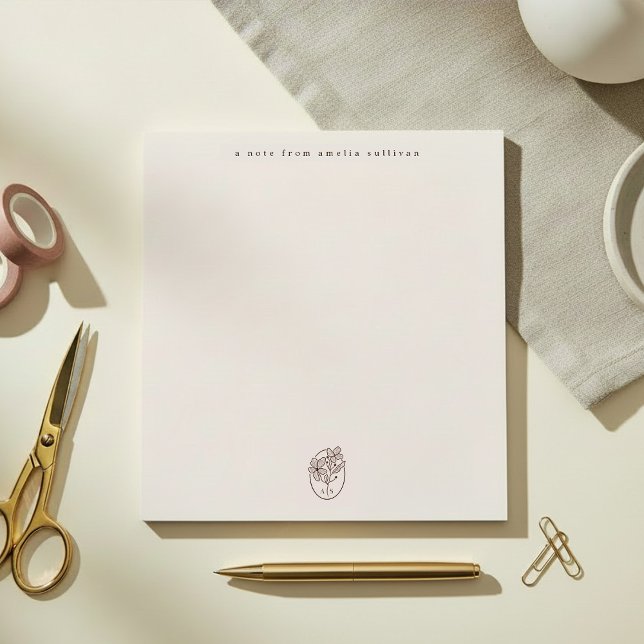 Bloco De Notas Minimal Blush Notepad with Monogram Desk Pad (Criador carregado)