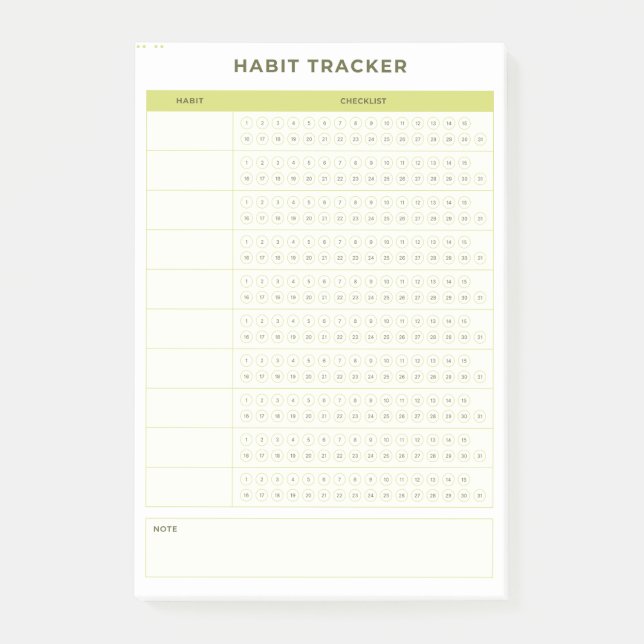 Bloco De Notas Minimal Green Daily Checklist Planner Design (Frente)