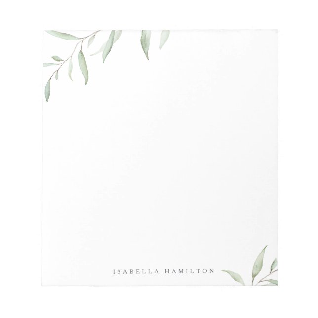 Bloco De Notas Minimal greenery rustic personalized stationery (Frente)