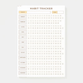 Bloco De Notas Minimal Habit Tracker Beige Grid Design