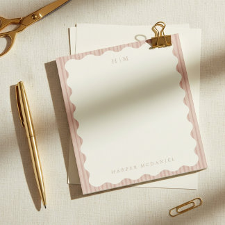 Bloco De Notas Minimal Modern Personalized Blush Notepad 