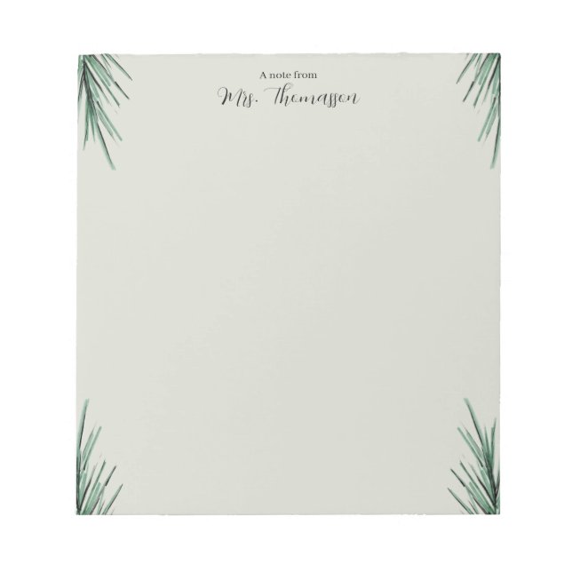 Bloco De Notas Minimal Simple Palm Floral Teacher Notepad (Frente)