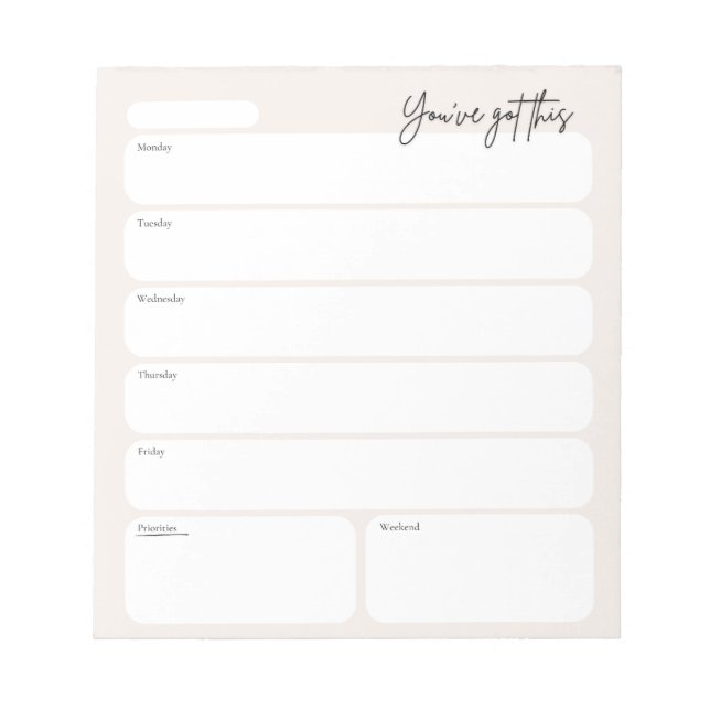 Bloco De Notas Minimal Weekly Planner Notepad (Frente)