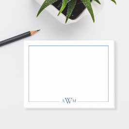 Bloco De Notas Minimalist Blue Three Letter Monogram